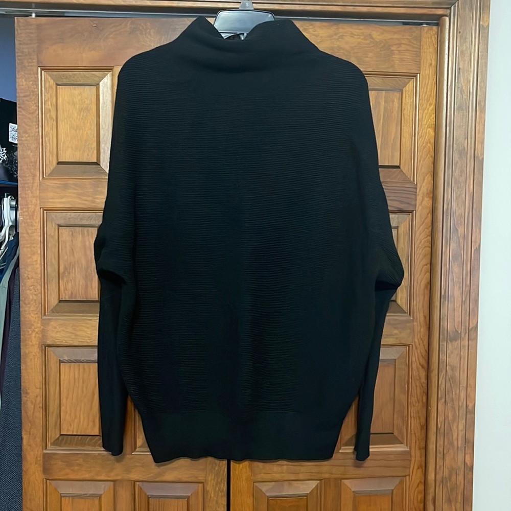 Pink Blush Funnel Neck Black Maternity sweater. S/m